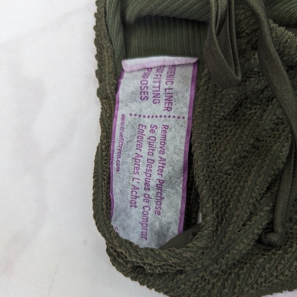 Good American Swim Bottom Women 1 2 S M Stormy Green Crinkle Tiny Ties Bikini - Picture 11 of 12